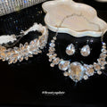 Silver Crystal Teardrop Necklace Earring Set Two Styles view 2