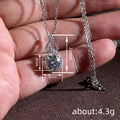 Silver Tone Gourd Pave Round Crystal Halo Pendant Necklace view 4