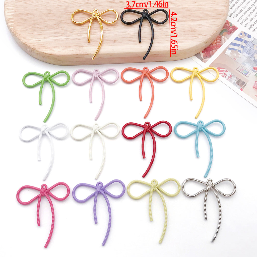 Color Painted Zinc Alloy Hollow Bow Ribbon Butterfly Charm Pendant for DIY Earrings Hair Accessories