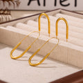 Paperclip U-Shape Hoop Earrings Gold And Steel Tone view 4