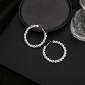 Twisted Pearl Bead Hoop Earrings Gold Tone Metal Frame view 2