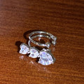 Silver Heart Crystal Ear Cuffs With Triple Blue Drops view 7