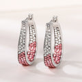 Silver Oval Rhinestone Hoop Earrings Four Color Styles view 4