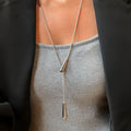 Metal Teardrop Y Lariat Necklace in Gold and Silver Tones view 4