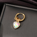 Gold Tone Heart Crystal and Balloon Dog Huggie Drop Earrings view 6