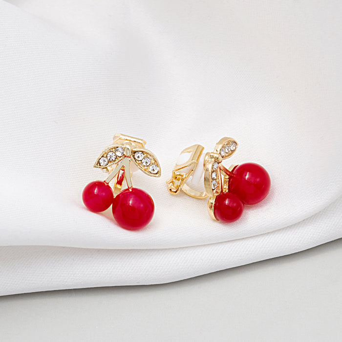 Nineteen Mixed Cherry Pearl Bow and Stone Ear Clip Designs