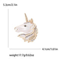 Jeweled Unicorn Head Brooch in Gray and White Jacket and Scarf Accessory view 5