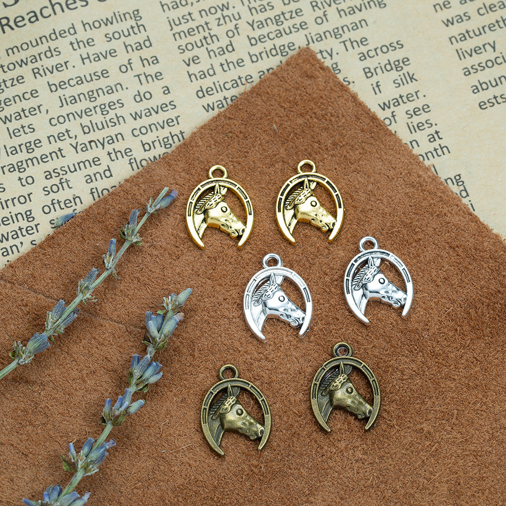 Vintage Horse Head Arch Alloy Charm Pendant 20x15mm