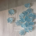 Aqua Blue Translucent Layered Flower Cluster Stud Earrings view 1