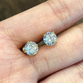 Four-Prong Round CZ Stud Earrings Gold Rose Silver Tone view 3