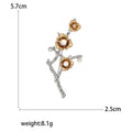 Silver Plum Blossom Branch Brooch Gold Flowers AB Crystal view 5