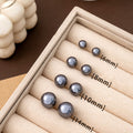 Five Size Gray Pearl Look Classic Round Stud Earrings view 1