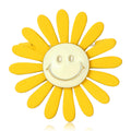 Yellow Smiling Daisy Brooch with Gold Tone Face Decorative Lapel Accessory view 1