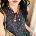 Fabric Scarf Wood Acrylic Bead Necklace Three Styles view 3
