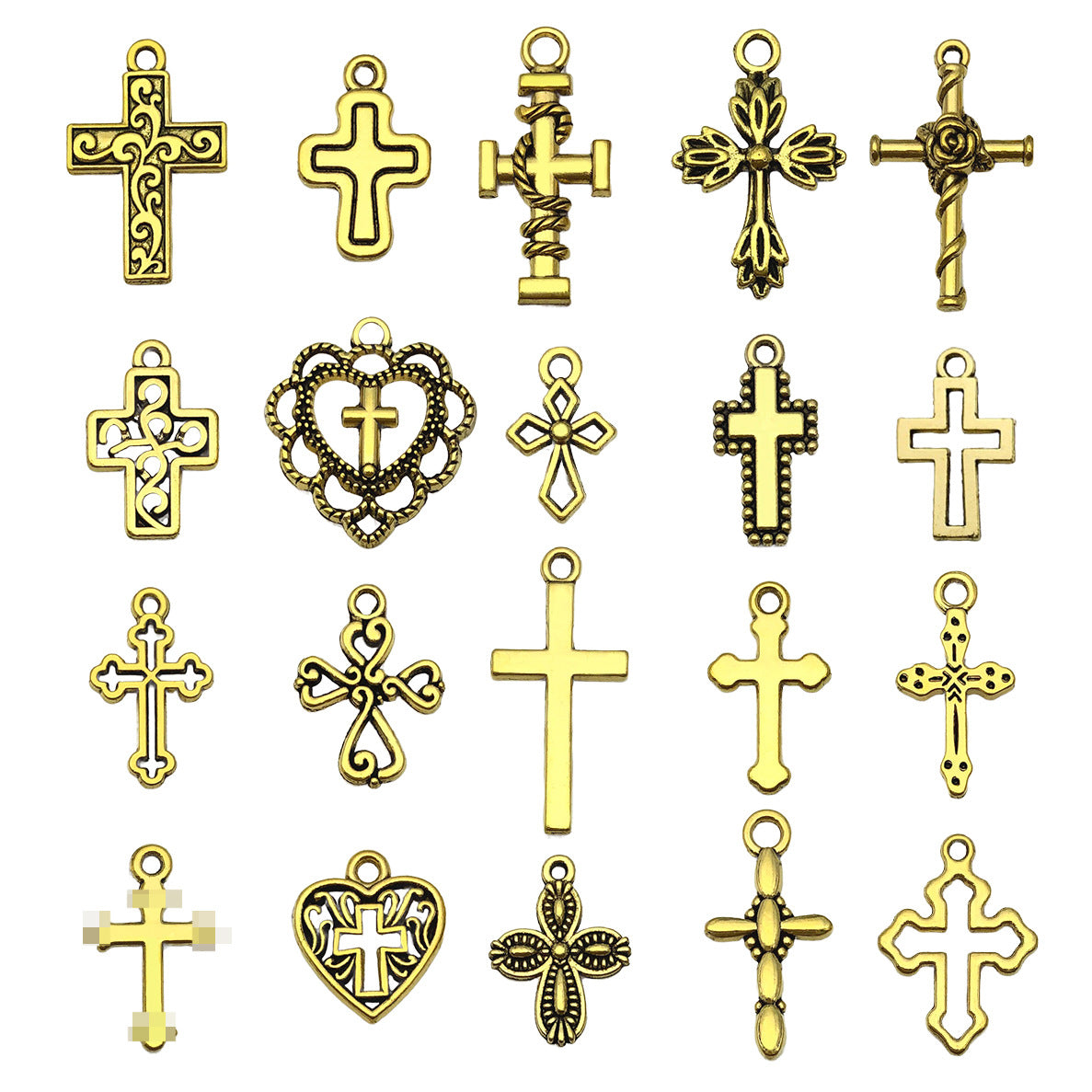 Vintage Zinc Alloy Cross Charm Pendant for DIY Bracelet Earrings Jewelry Accessories