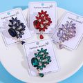 Crystal Leaf Cluster Drop Brooch Gold Tone Four Colors view 3