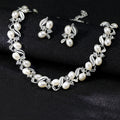Black Silver Tone Lock Pearl Look Metal Necklace and Earring Set view 2