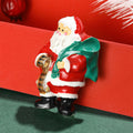 Santa Claus Enamel Brooch With Green Gift Sack and List view 2