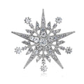 Silver Tone Eight Point Star Crystal Two Designs Metal Brooch Pin view 1
