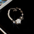 Silver White Rose Flower Bracelet Pearls Crystal Accents view 6