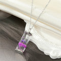 Silver Tone Glass Bottle Flower Pendant Necklaces in Four Colors view 3