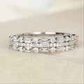 Three-Row Round And Baguette Stone Band In Three Metal Tones view 1