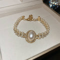Three Mixed Pearl Like Bracelets With Tail Cluster Or Oval Center view 8