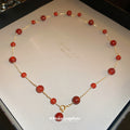 Red Agate Station Chain Necklace Gold Tone Multi Wear view 4