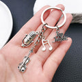 Silver Tone Violin Microphone and Music Note Keychain view 3