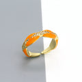 Gold Tone Crystal Enamel Braided Adjustable Open Rings view 5