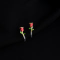 Gold Mosquito Coil Clip Earrings Assorted Wine Red Charms view 9