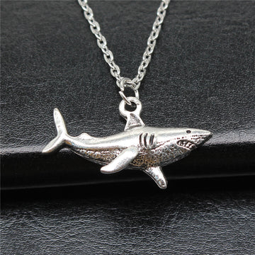 Shark Pendant Chain Necklace in Detailed Metal Finishes for Jewelry Making