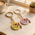 I Love Study Enamel Key Ring Pink Or Yellow Disc Metal Charm view 4