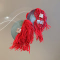 Blue Woven Fan And Red Tassel Statement Earrings Jewelry view 6