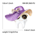 Enamel Tooth in Hat Brooch in Purple and Blue for Jackets and Scarves view 6
