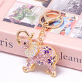 Rhinestone Flower Elephant Keychain Enamel Metal Bag Charm view 6