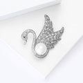 Silver Tone Pearl Swan Brooch Pave Crystal Wing Pin view 4