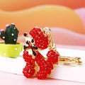 Rhinestone Poodle Keychain Metal Dog Bow Bag Charm view 6