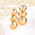 Gold and Silver Puffy Triple Oval Statement Stud Earrings view 5