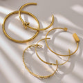 Heart Link and Geometric Bangle Collection in Three Metal Tones view 1
