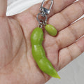 Realistic Green Edamame Pod and Bean Snap-Hook Keychain view 2
