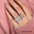 Two-Tone Wide Band Ring With Baguette and Round Clear Stones view 4