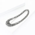 Elongated Black Crystal Loop Brooch in Antique Silver Tone view 2