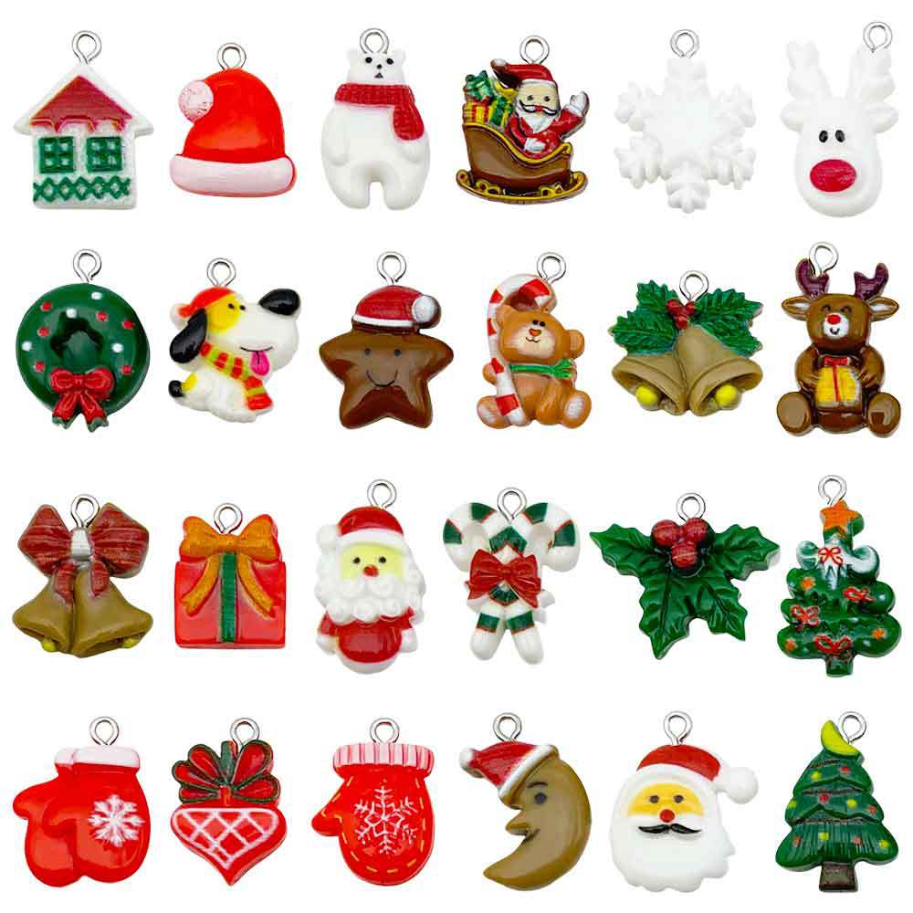 Resin Christmas Santa Sock Snowflake Charm Pendant for DIY Bracelet Necklace Jewelry