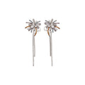 Firework Crystal Chain Drop Stud Earrings in Gunmetal Tone view 5
