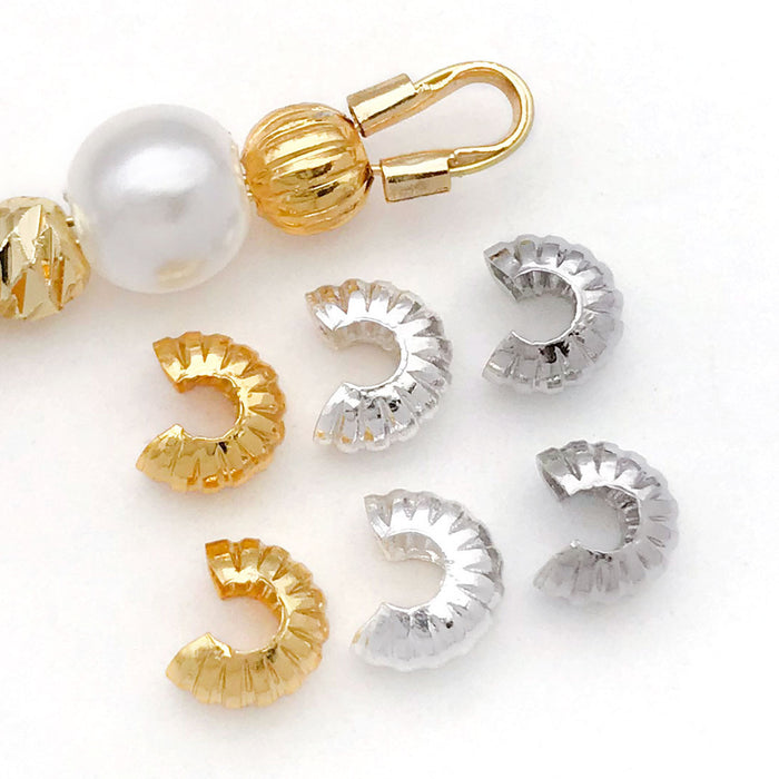 Pumpkin Fluted Crescent Crimp Cover Clasps Jewelry Findings