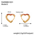 Gold Heart Outline Zircon Huggie Earrings Multi Color view 8