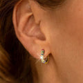 Gold Tone Multicolor Crystal Cluster Huggie Hoop Earrings view 2