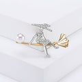Crystal Girl on Broom Brooch in Four Gold and Silver Finishes view 7