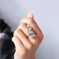 Large Leaf Branch Statement Ring In Gold And Silver Tones view 3